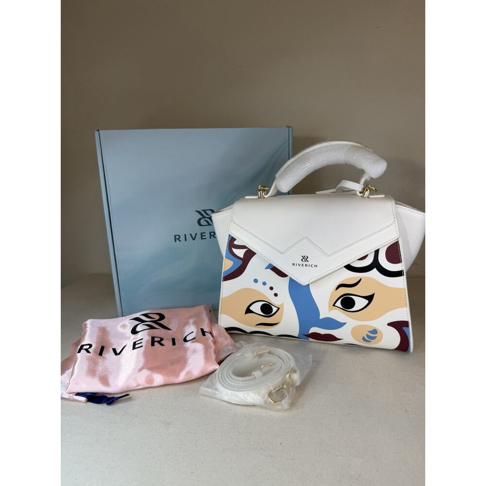 Riverich White Abstract Handbag Shoulder Bag Crossover NEW